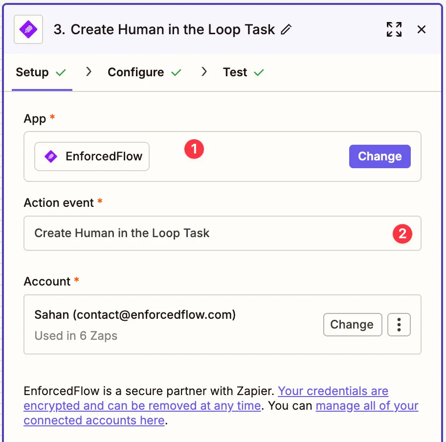 EnforcedFlow action setup