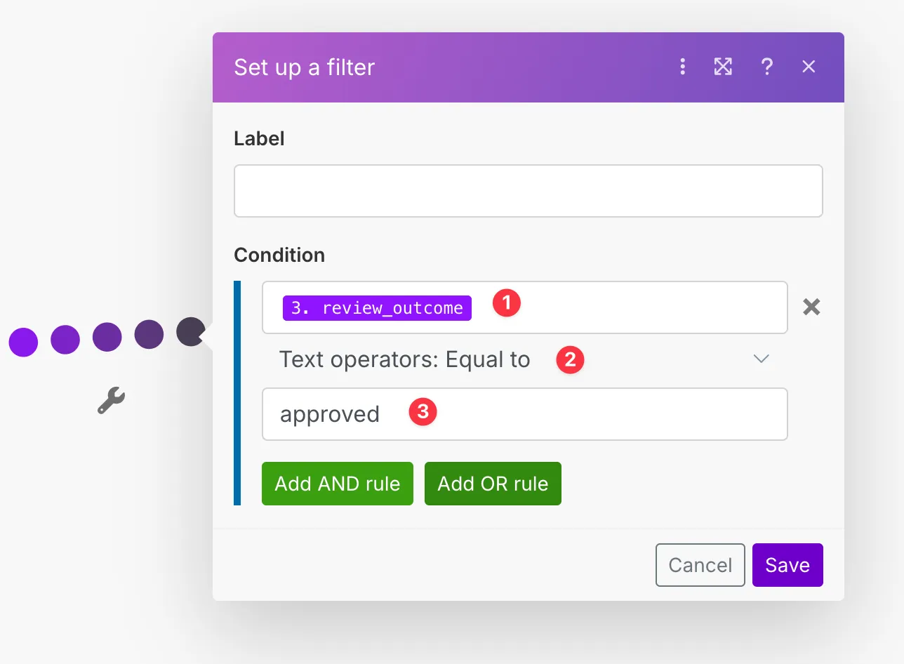 Filter setup for approved reviews