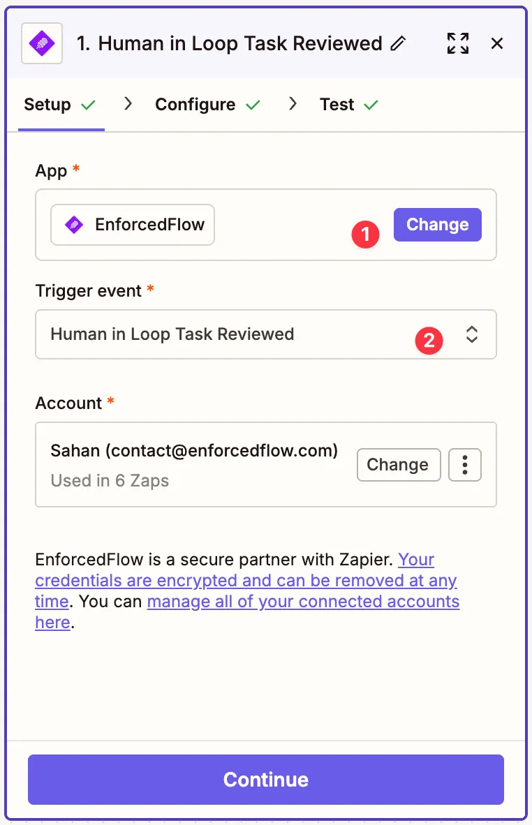 EnforcedFlow trigger setup