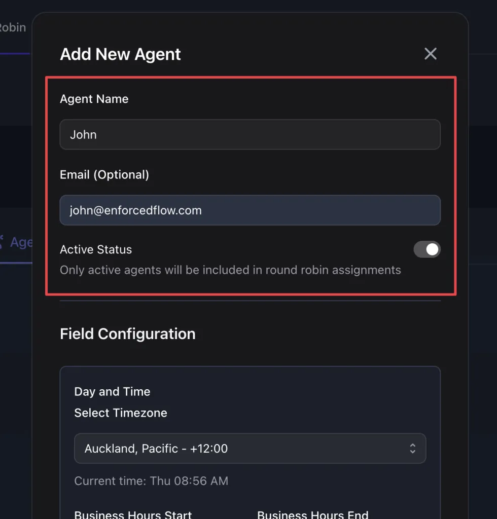 Agent form step 1