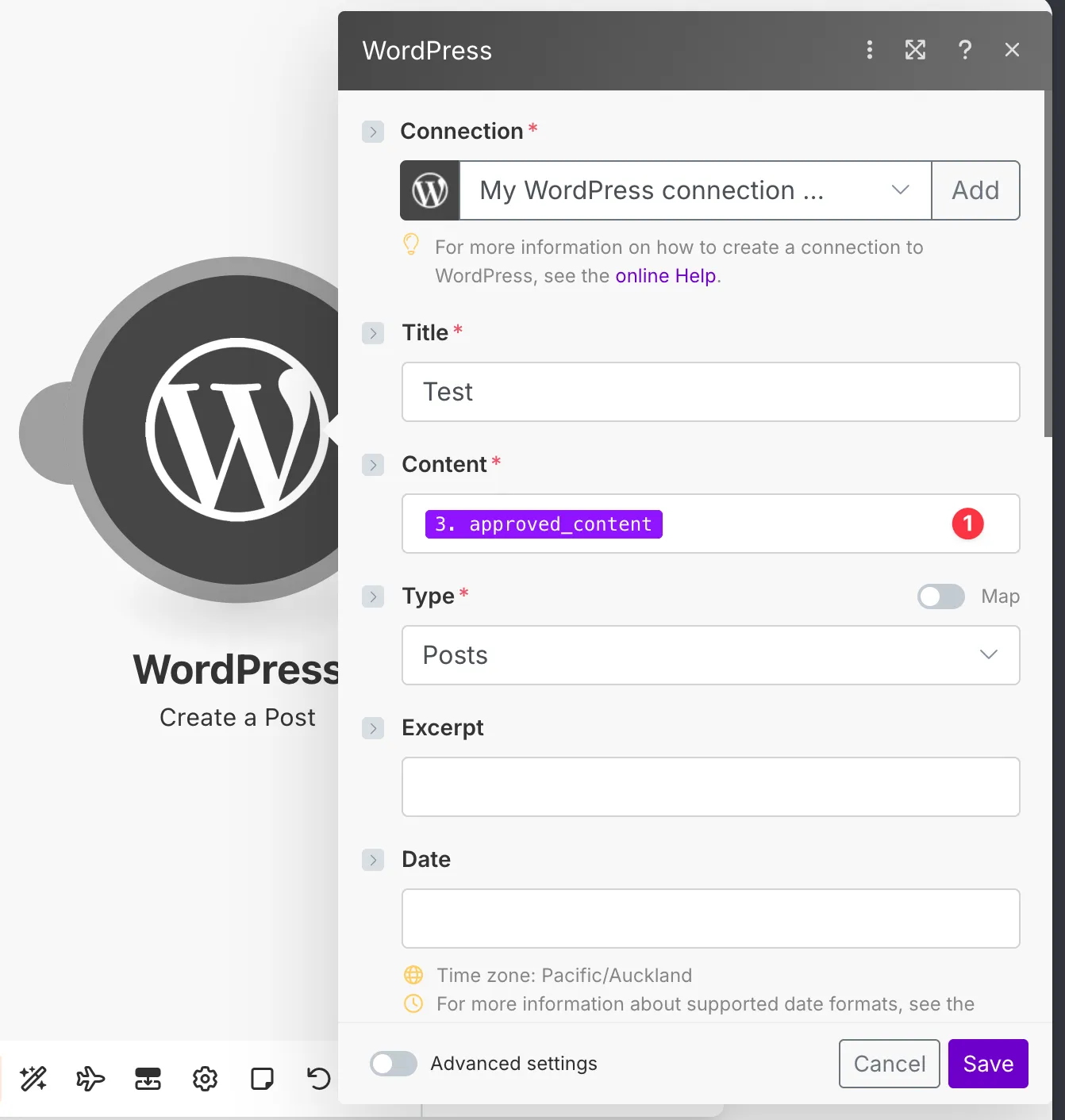 WordPress module with approved content