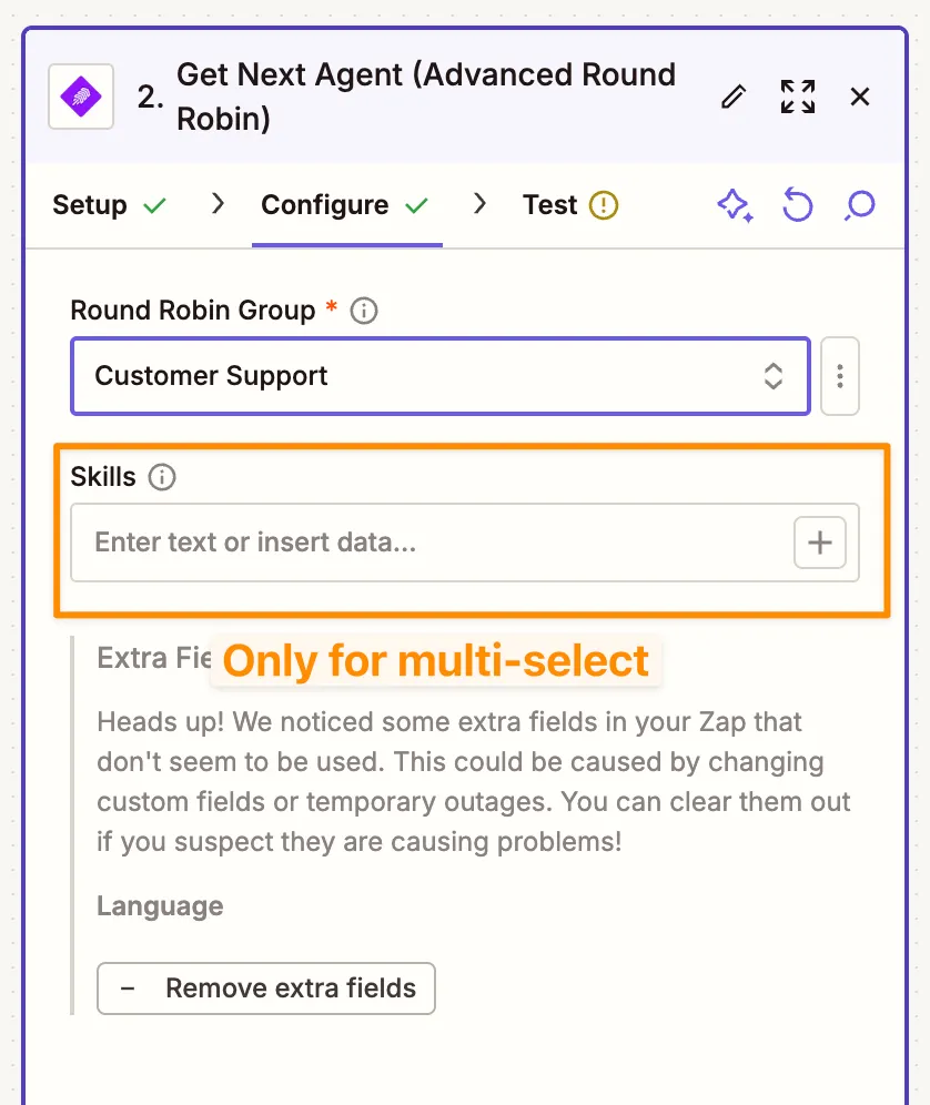 Configure the Zapier action