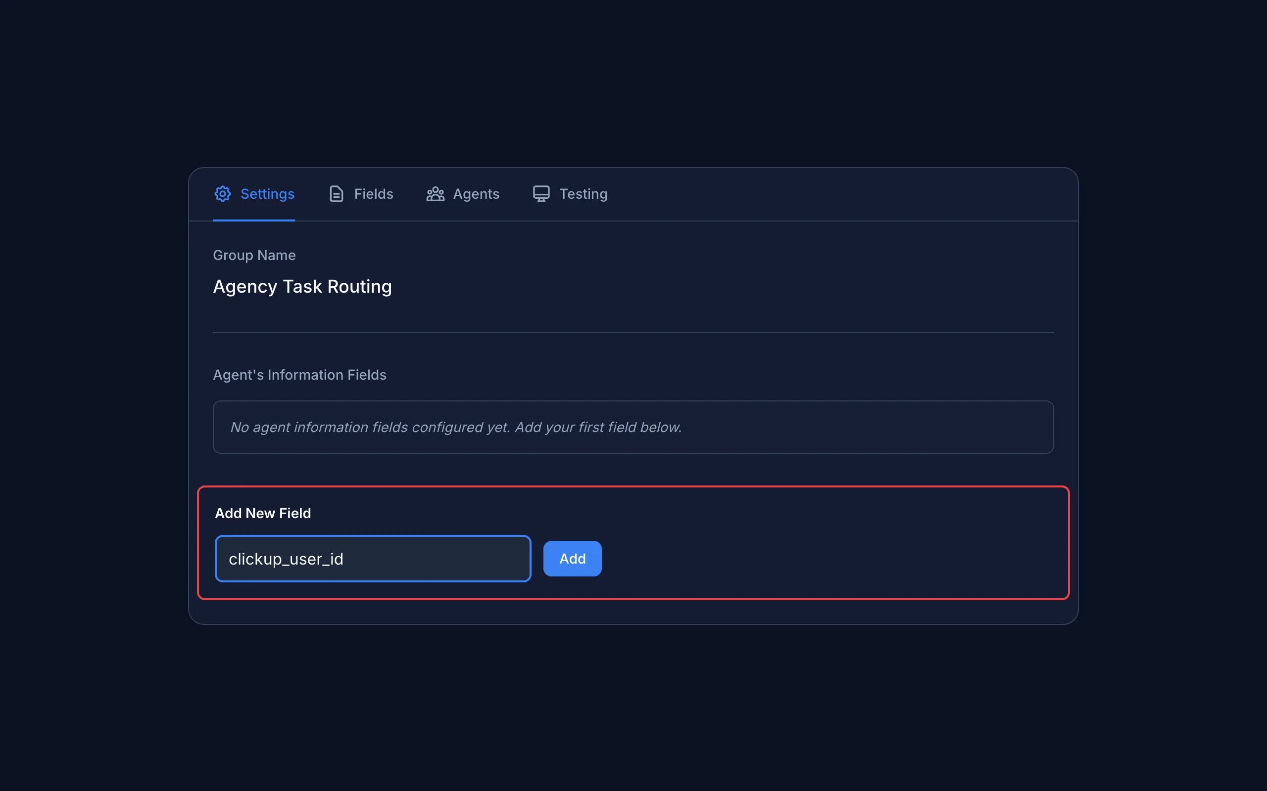 Adding Agent Information Field