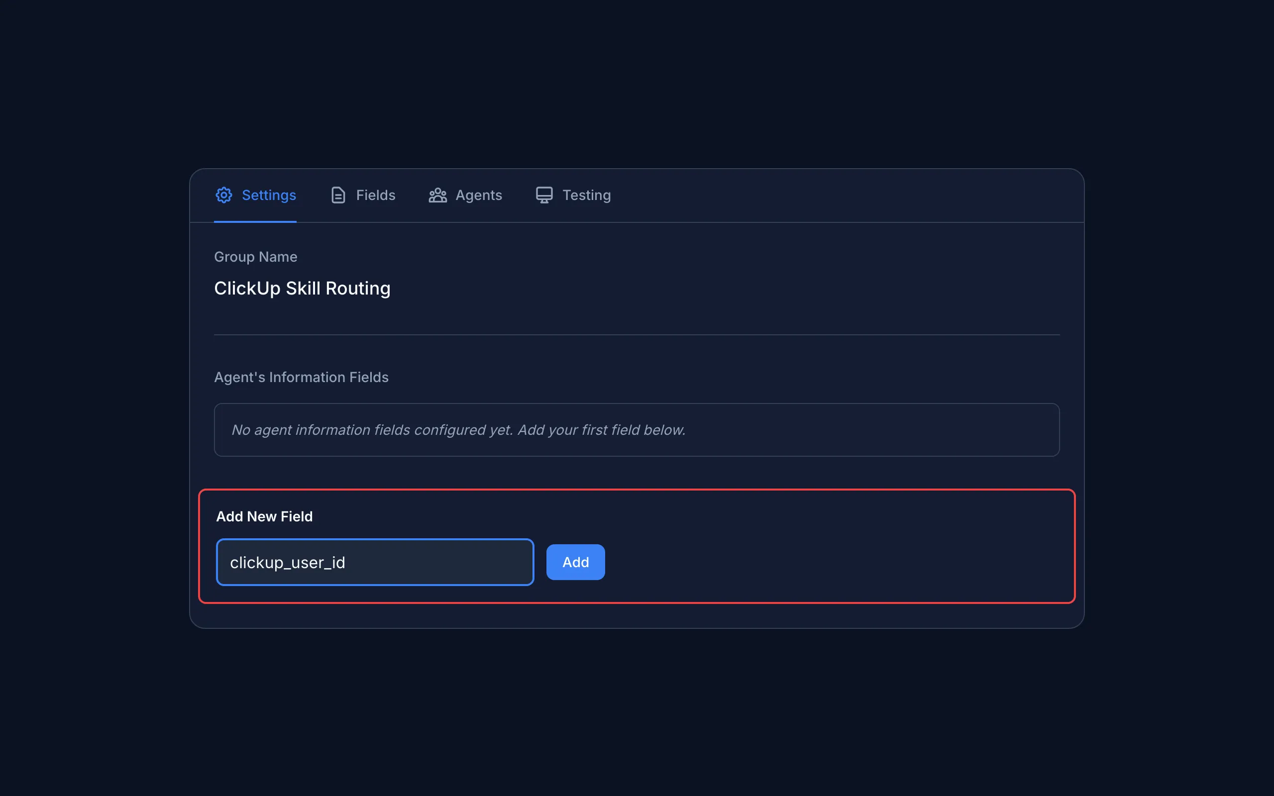 Adding Agent Information Field