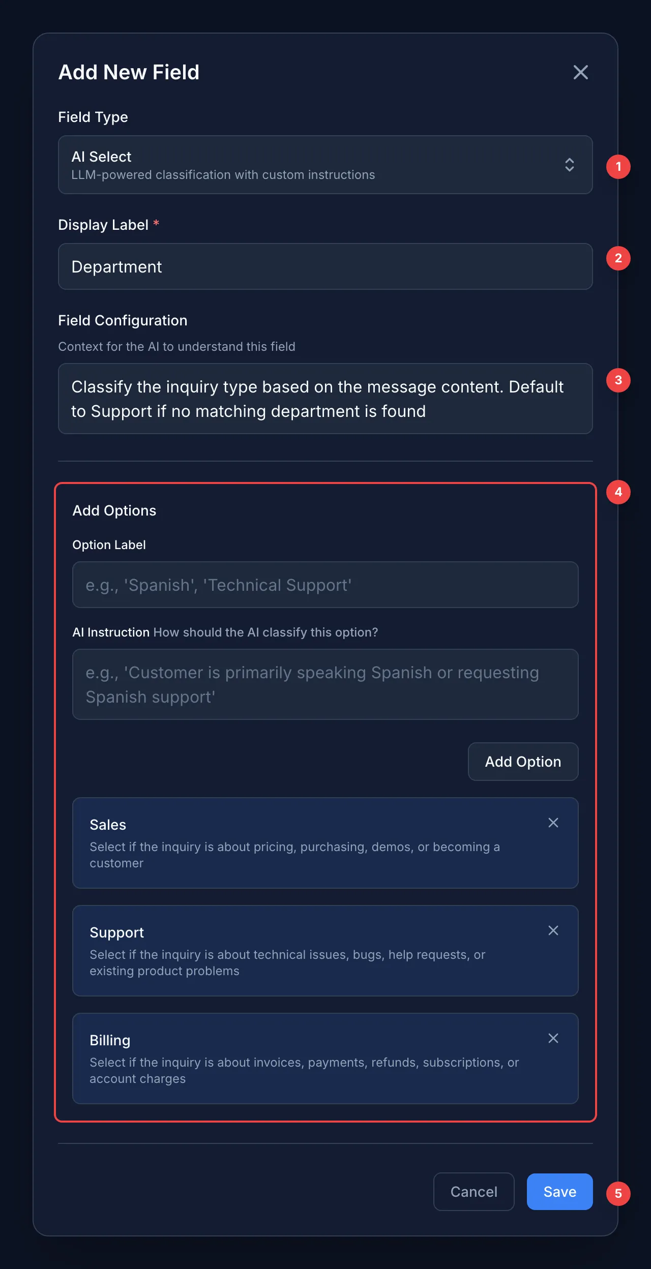 AI Select Field Modal